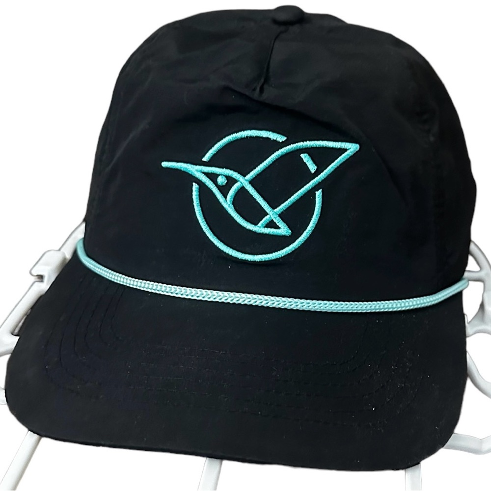 Black Nylon Snapback “Violetear” Hat Adjustable Black/Teal OS
